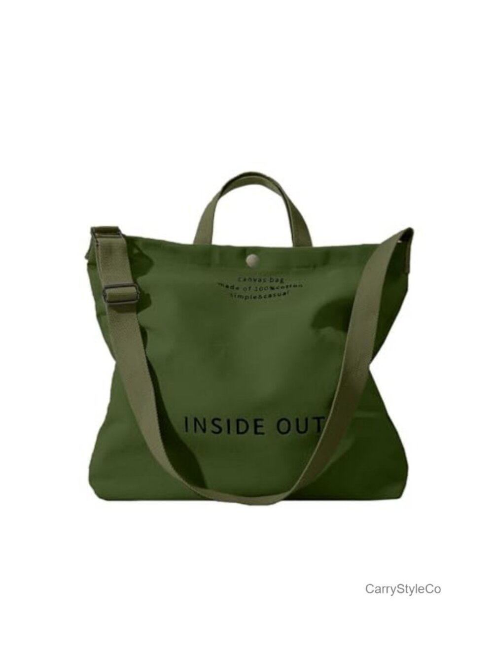 16oz Cotton Canvas Tote Bag Crossbody Handbag Adjustable Strap